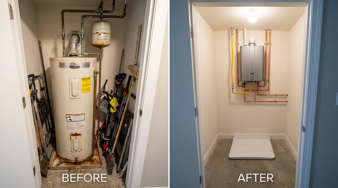 Tank water heater versus wall-mounted tankless unit comparison for Grantsville, UT homeowners