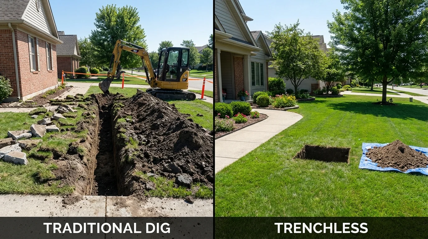 Trenchless sewer repair with minimal yard damage versus traditional excavation in Grantsville, UT